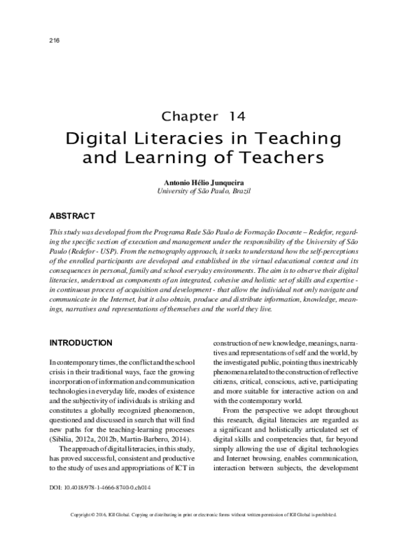 (PDF) Digital Literacies in Teaching and Learning of Teachers
