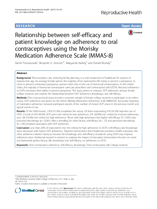 (PDF) Relationship between self-efficacy and patient knowledge on ...