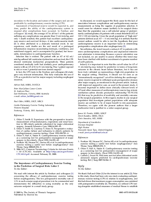 (PDF) The Importance of Cardiopulmonary Exercise Testing in the ...