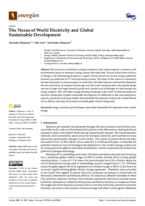 The Nexus of World Electricity and Global Sustainable Development