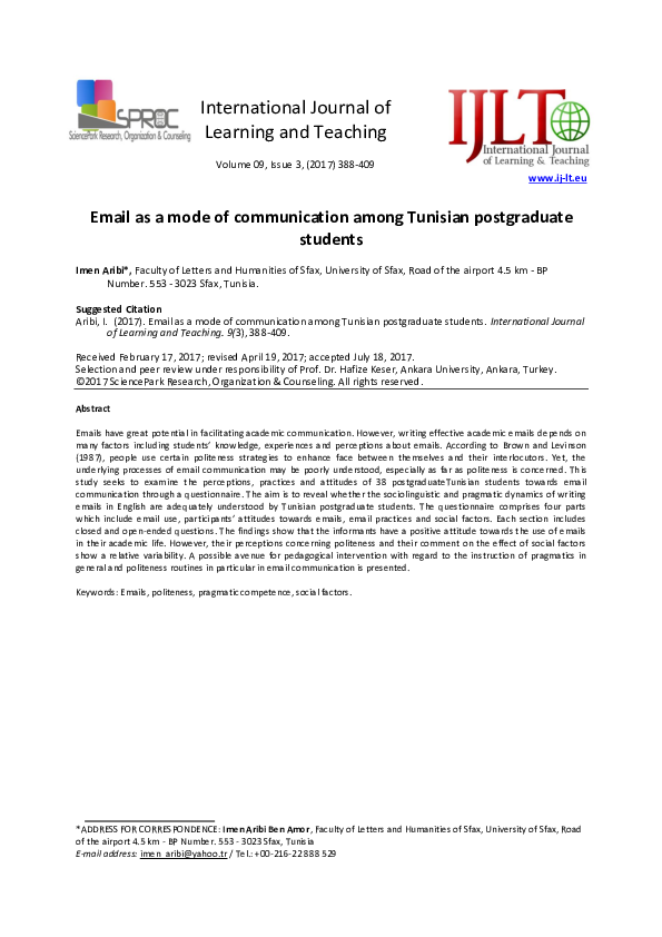 Email Use Research Papers Academia Edu