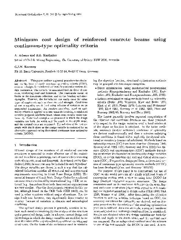 (PDF) Minimum cost design of reinforced concrete beams using continuum ...