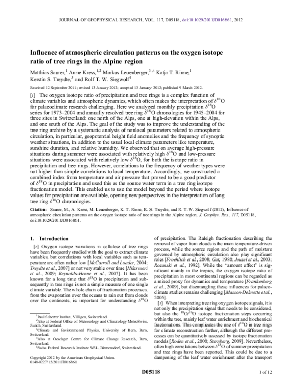 (PDF) Influence of atmospheric circulation patterns on the oxygen ...