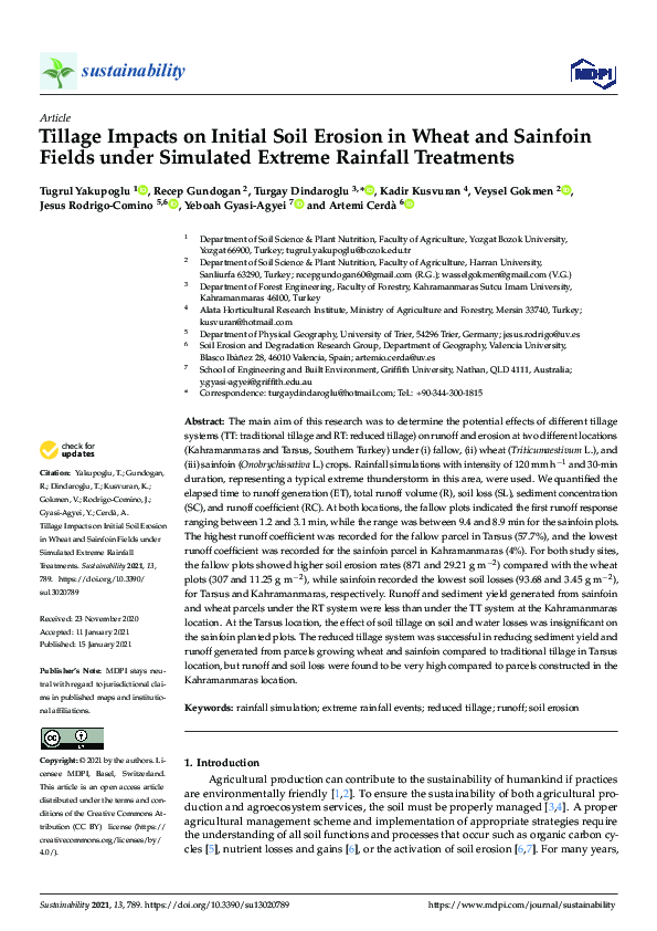 (PDF) Tillage Impacts on Initial Soil Erosion in Wheat and Sainfoin ...