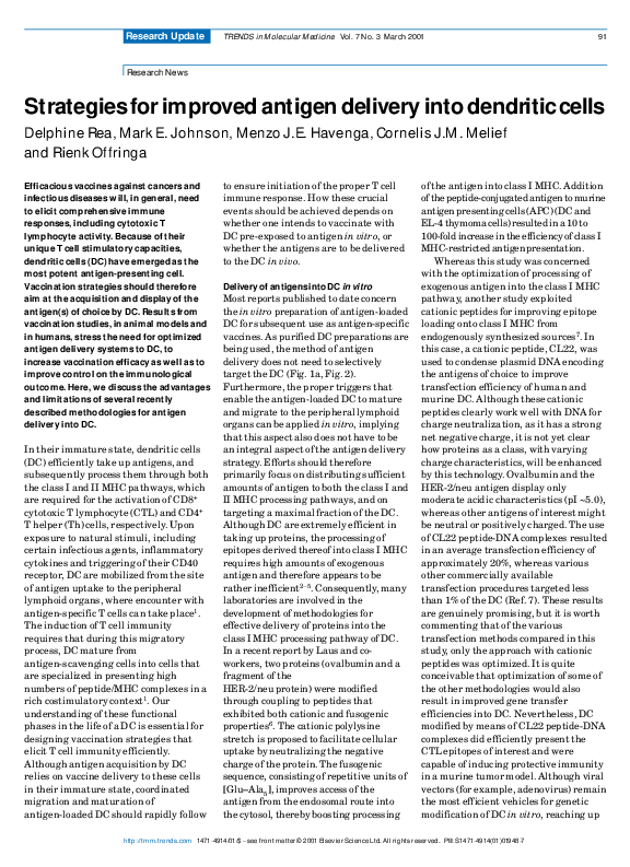 (PDF) Strategies for improved antigen delivery into dendritic cells