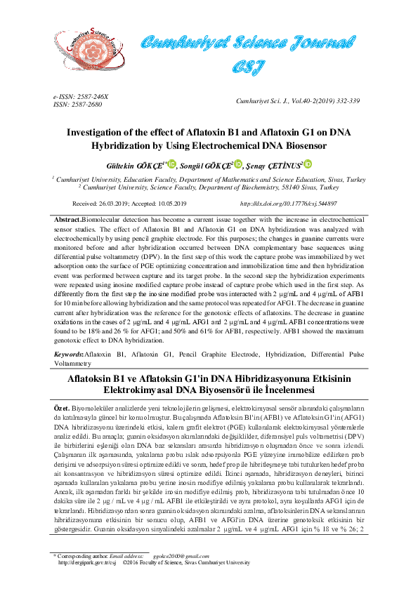 (PDF) Investigation of the effect of Aflatoxin B1 and Aflatoxin G1 on ...