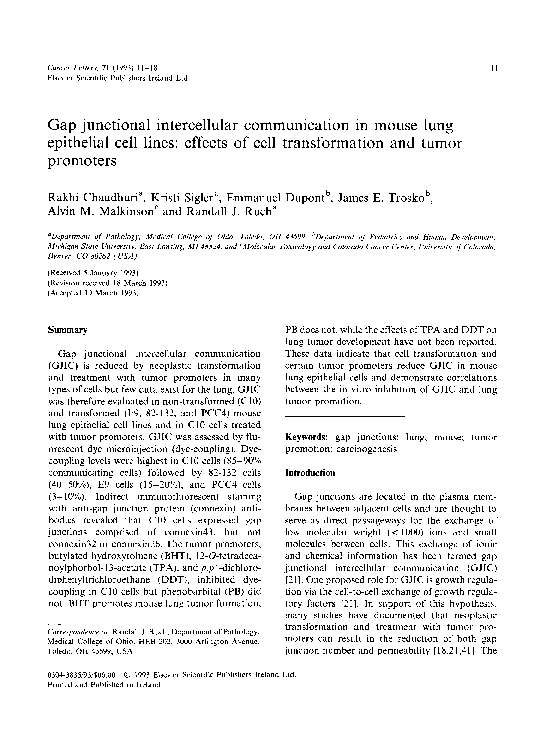 (PDF) Gap junctional intercellular communication in mouse lung ...