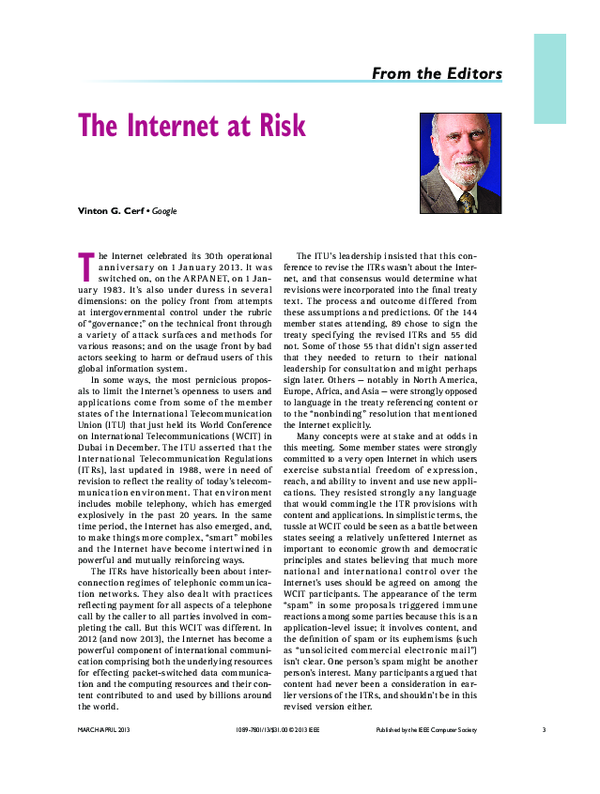 (PDF) The Internet at Risk