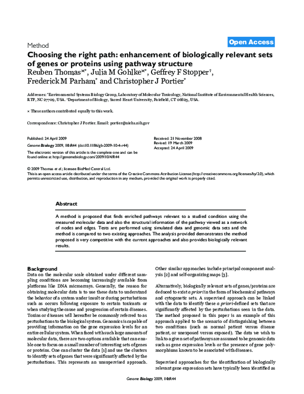 (PDF) Choosing the right path: enhancement of biologically relevant ...