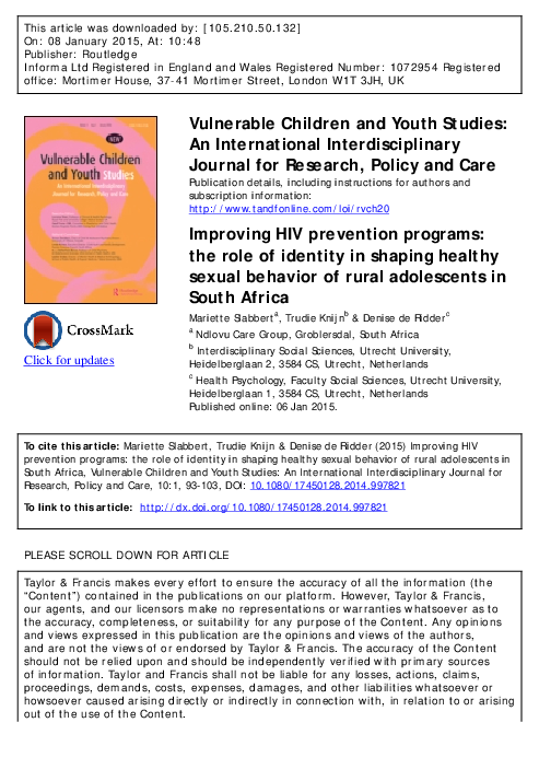 (PDF) Improving HIV prevention programs: the role of identity in ...