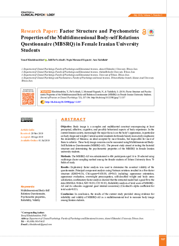 (PDF) Factor Structure and Psychometric Properties of the ...