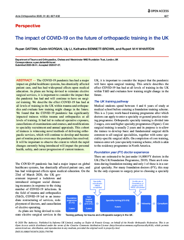 (PDF) The impact of COVID-19 on the future of orthopaedic training in ...