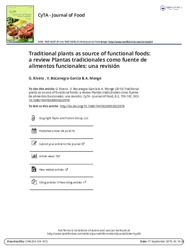 (PDF) Traditional plants as source of functional foods: a review ...