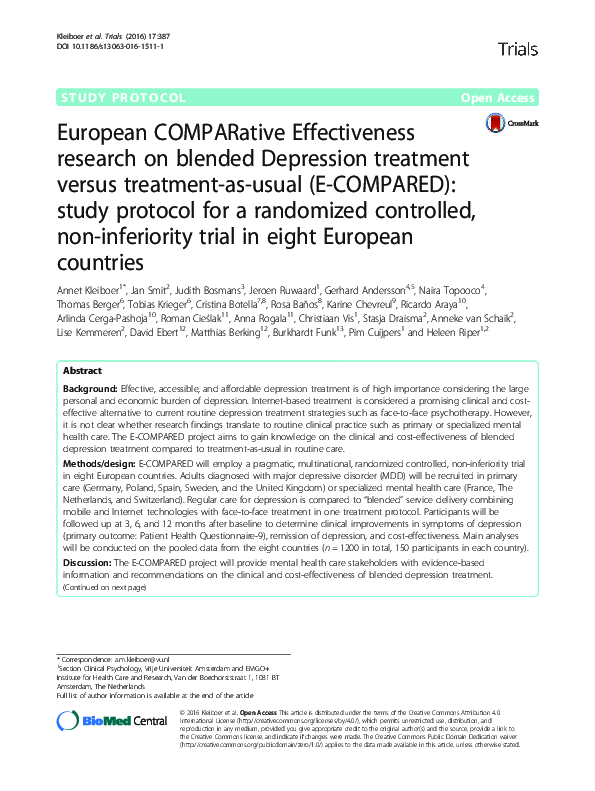 (PDF) European COMPARative Effectiveness research on blended Depression ...