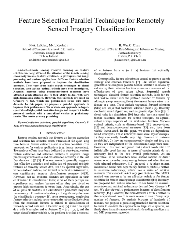 (PDF) Feature Selection Parallel Technique for Remotely Sensed Imagery ...