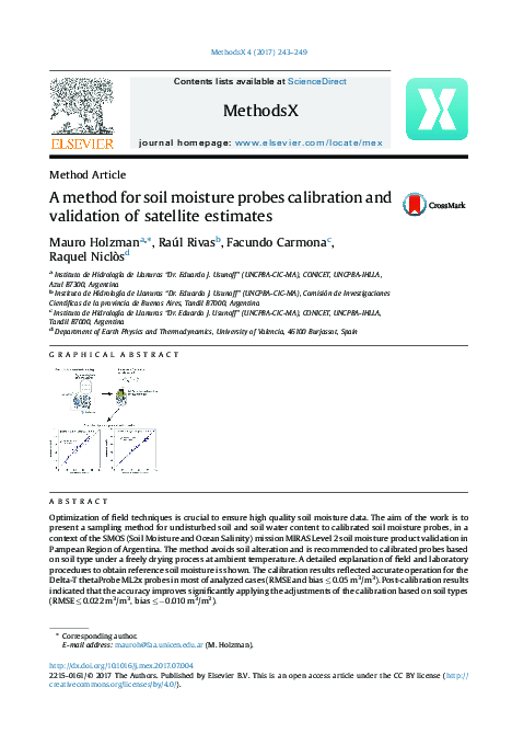 (PDF) A method for soil moisture probes calibration and validation of ...