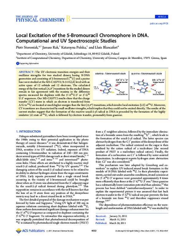 (PDF) Local Excitation of the 5-Bromouracil Chromophore in DNA ...