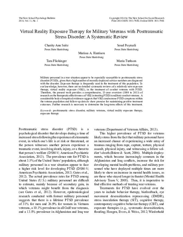 (PDF) Virtual Reality Exposure Therapy for Military Veterans with