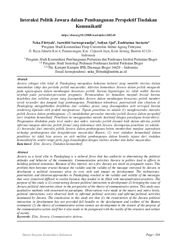 Ilustrasi Interaksi Politik Jawara