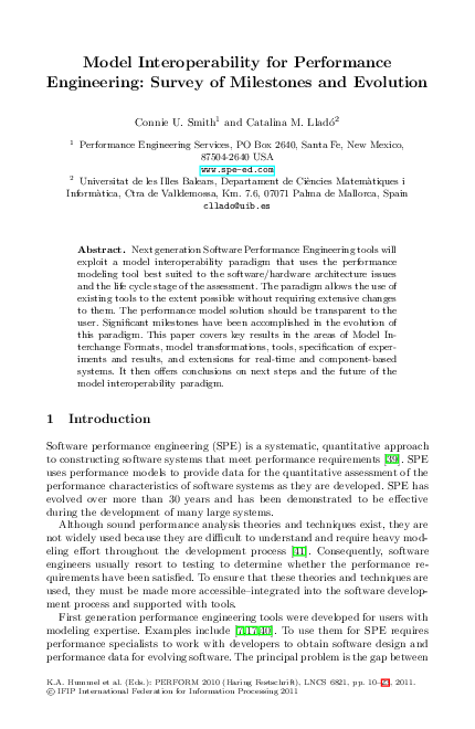 (PDF) Model Interoperability for Performance Engineering: Survey of ...