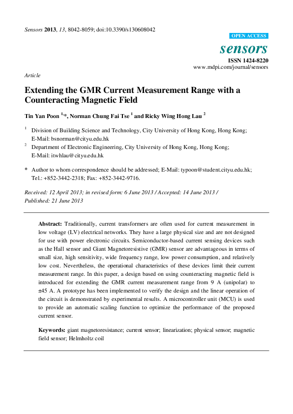 (PDF) Extending the GMR Current Measurement Range with a Counteracting ...