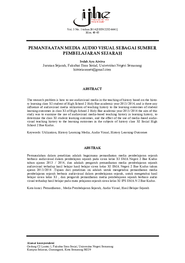 (PDF) Pemanfaatan Media Audio Visual Sebagai Sumber Pembelajaran
