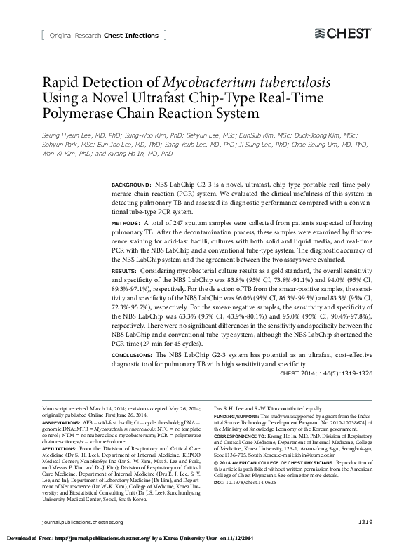 (PDF) Rapid Detection of Mycobacterium Tuberculosis in Lung Tissue ...