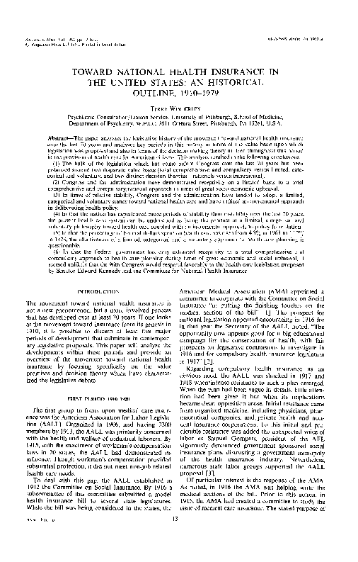 (PDF) Toward National Health Insurance in the United States: An ...
