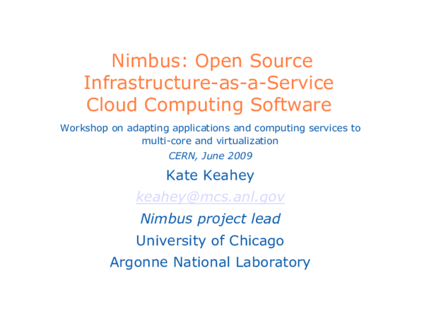 (PDF) Nimbus: Open Source Infrastructure-as-a-Service Cloud Computing ...
