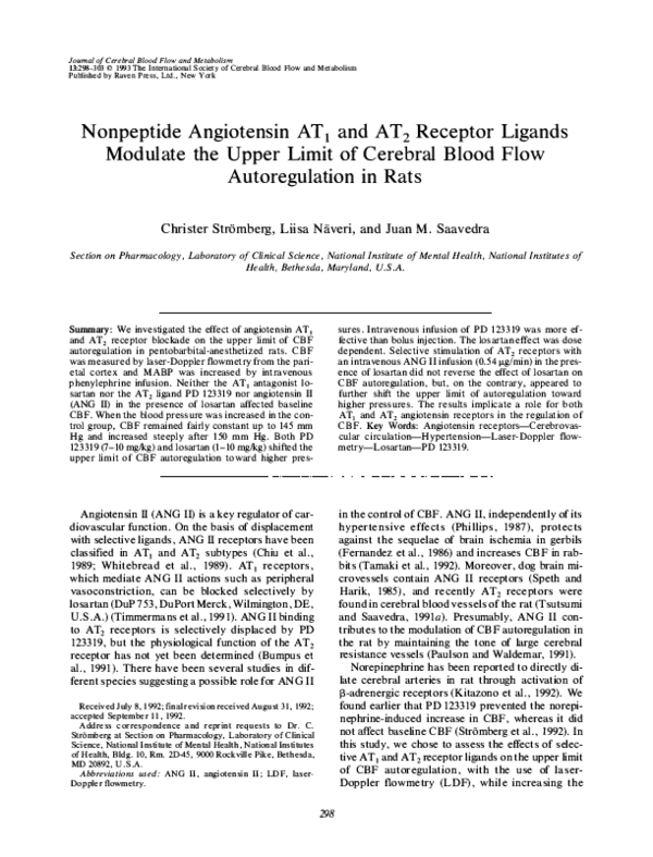 (PDF) Nonpeptide Angiotensin AT1 and AT2 Receptor Ligands Modulate the ...