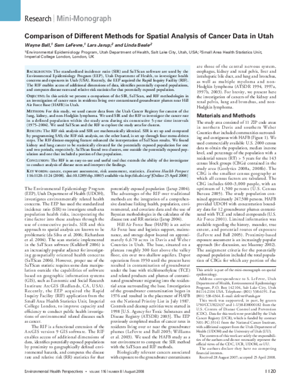 (PDF) Comparison of Different Methods for Spatial Analysis of Cancer ...