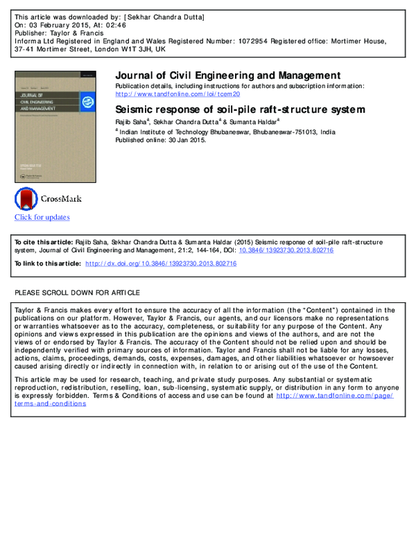 (PDF) Seismic response of soil-pile raft-structure system