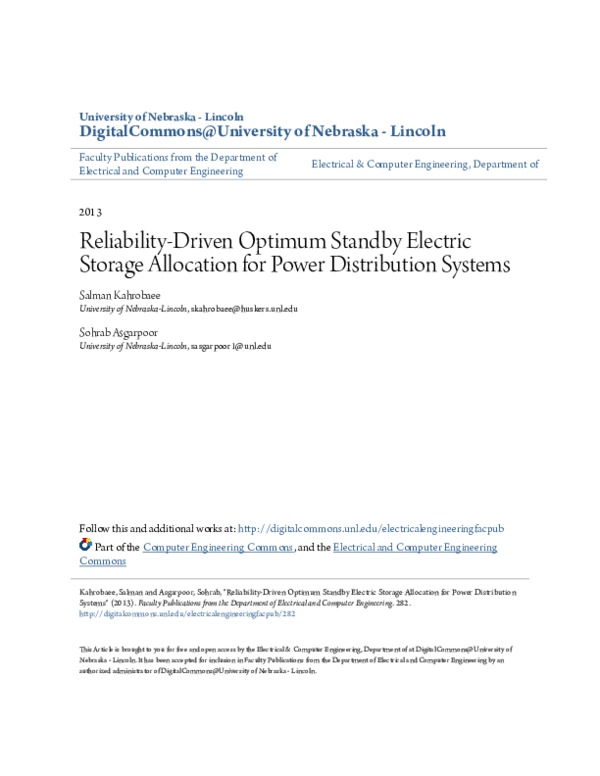 (PDF) Reliability-driven optimum standby electric storage allocation ...