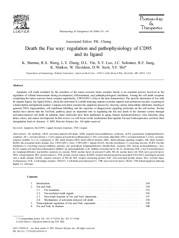 (PDF) Death the Fas way: regulation and pathophysiology of CD95 and its ...