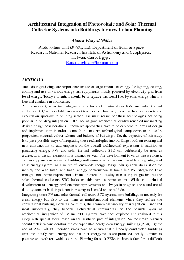 (PDF) Architectural Integration of Photovoltaic and Solar Thermal ...