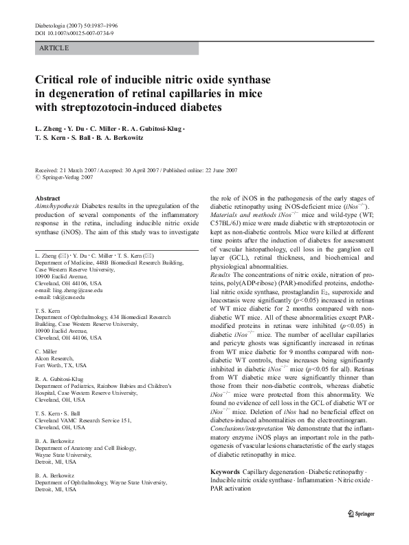 (PDF) Critical role of inducible nitric oxide synthase in degeneration ...