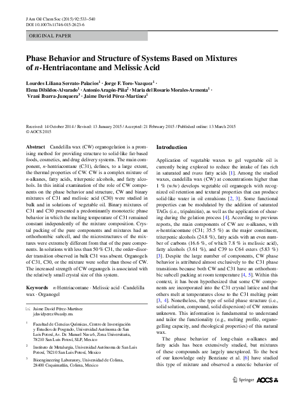 (PDF) Phase Behavior and Structure of Systems Based on Mixtures of n ...