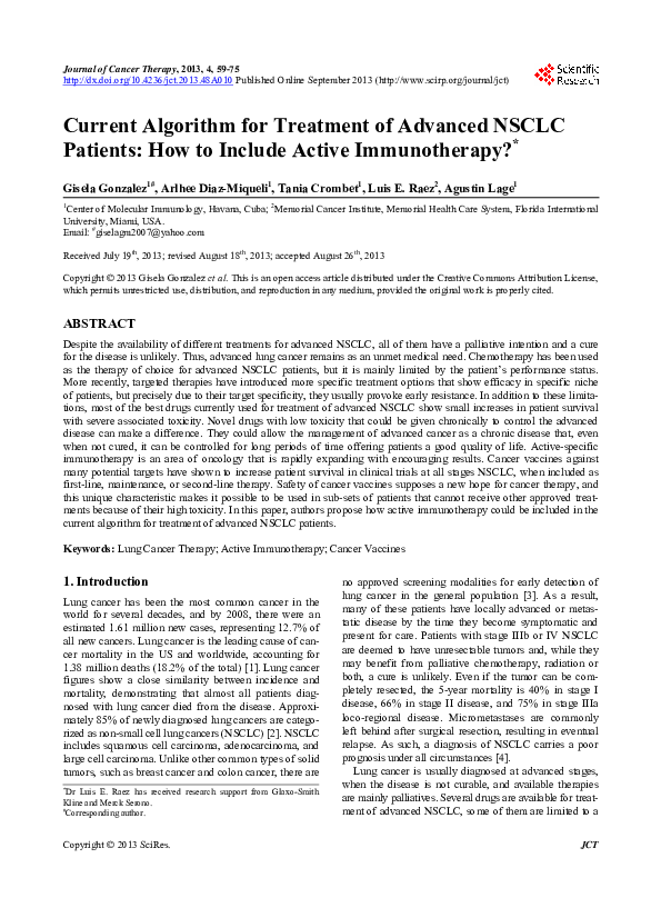 (PDF) Current Algorithm for Treatment of Advanced NSCLC Patients: How ...