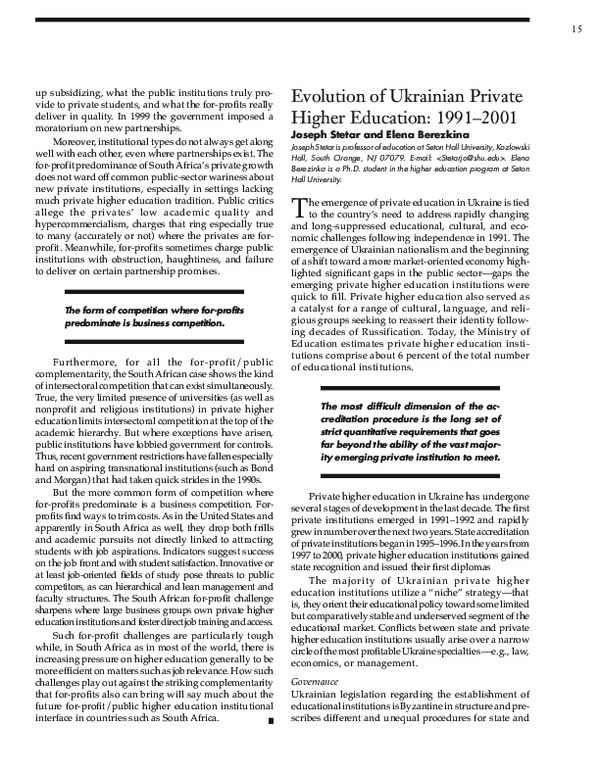 (PDF) Evolution of Private Higher Education in Ukraine