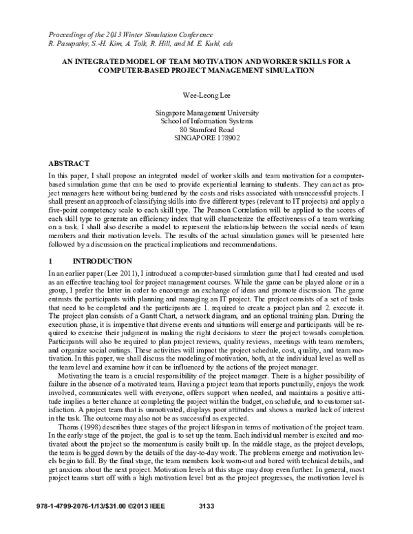 (PDF) An integrated model of team motivation and worker skills for a ...