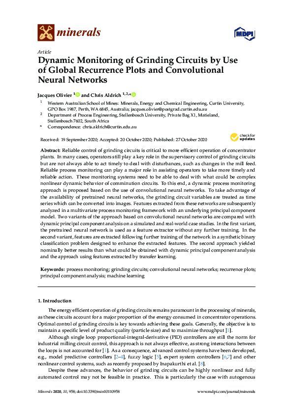 (PDF) Dynamic Monitoring of Grinding Circuits by Use of Global ...