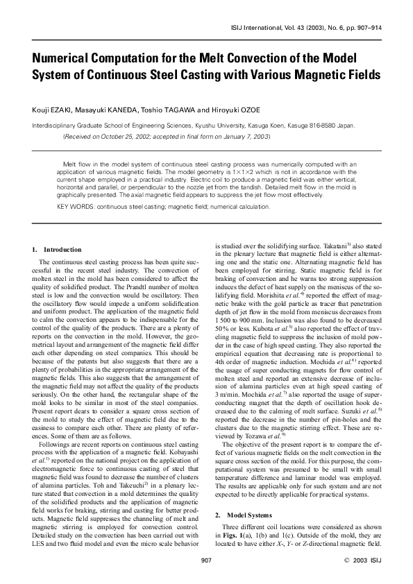 (PDF) Numerical Computation for the Melt Convection of the Model System ...