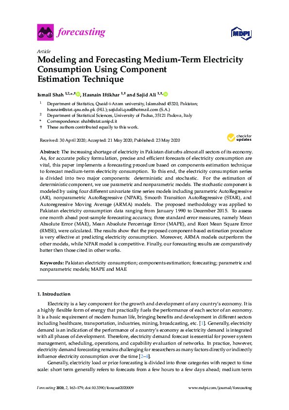 (PDF) Modeling and Forecasting Medium-Term Electricity Consumption ...