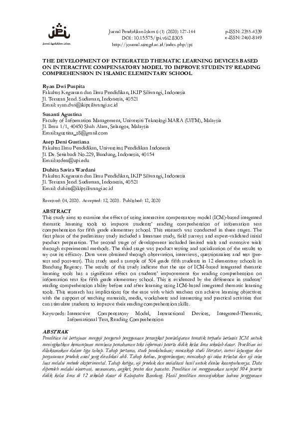 (PDF) The Development of Integrated Thematic Learning Devices Based on ...