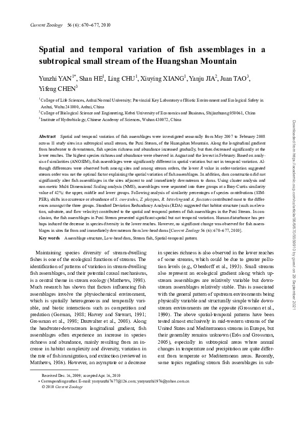 (PDF) Spatial and temporal variation of fish assemblages in a ...