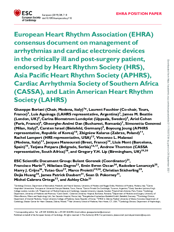 (PDF) European Heart Rhythm Association (EHRA) consensus document on ...