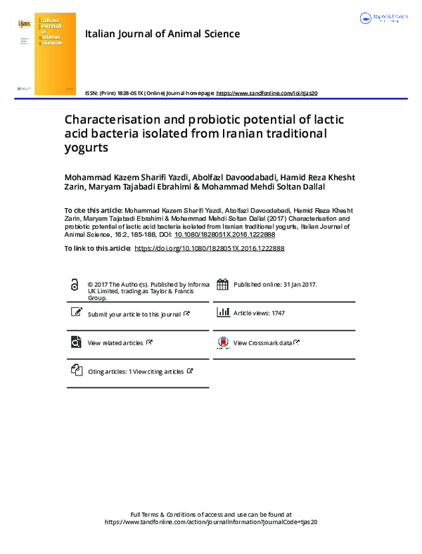 (PDF) Characterisation and probiotic potential of lactic acid bacteria ...