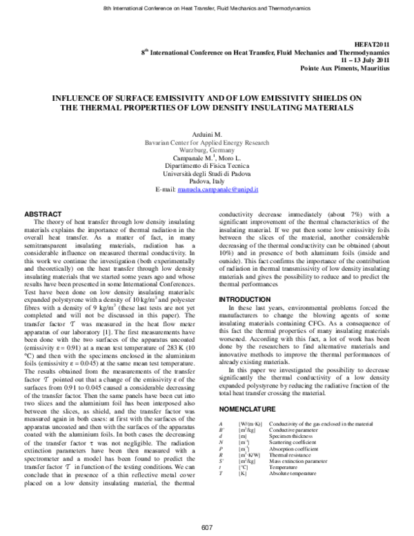 (PDF) Influence of Surface Emissivity and of Low Emissivity Shields on ...