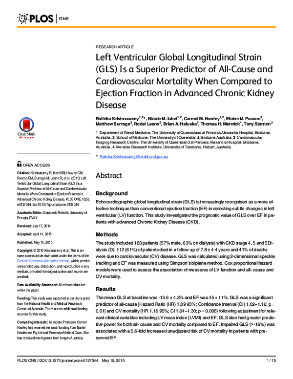 (PDF) Left Ventricular Global Longitudinal Strain (GLS) Is a Superior ...