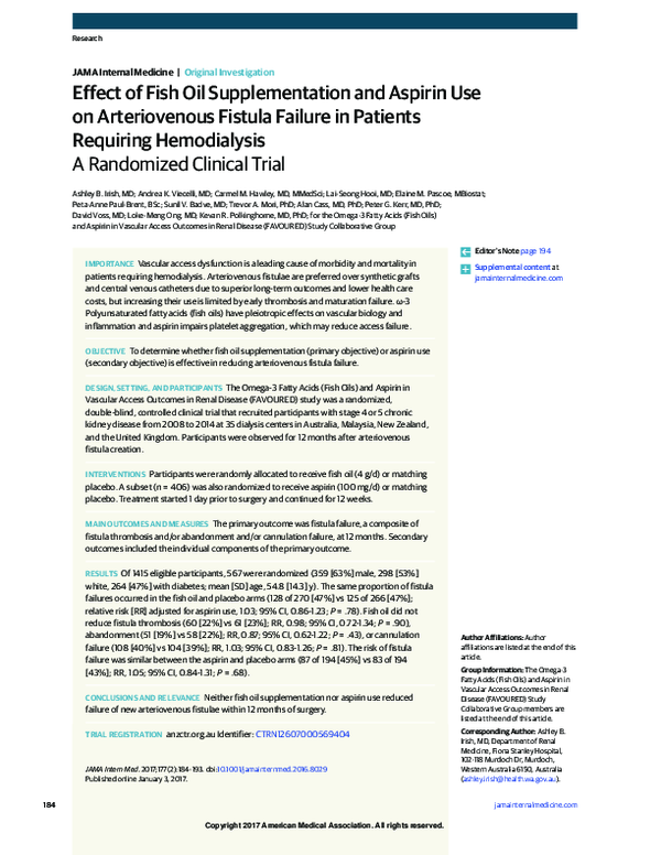 (PDF) Effect of Fish Oil Supplementation and Aspirin Use on ...